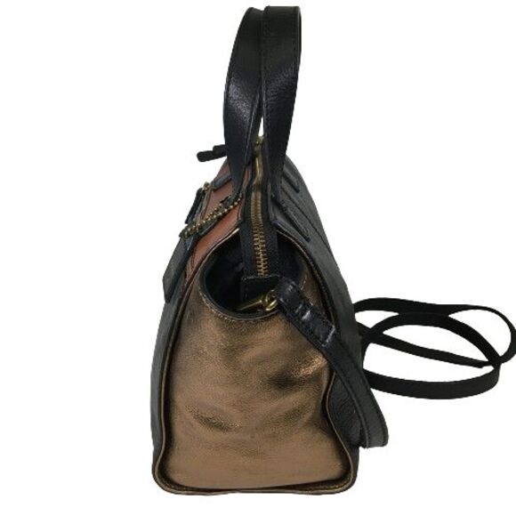 Fossil Tessa Satchel Handbag Color Block Leather Shopper Tote Shoulder Bag Purse - Picture 5 of 16